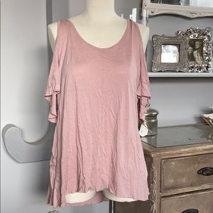 Cold shoulder blush/mauve top